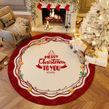 elvesmall Christmas Living Room Bedroom Round Carpet Festive Atmosphere Christmas Tree Decoration Floor Mat Easy To Care Short Pile Rugs