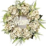 elvesmall  Artificial Hydrangea Wreath for Front Door Home Decoration Hydrangea Garland Wall Background Wedding Party Decor Hello Wreath