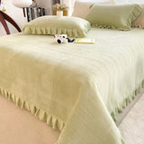elvesmall  Winter Plush Luxury Bed Sheet Set Home Textiles Korean Simple Solid Colour Double Bedspread Pillowcase 3pcs Queen Bedding Set