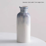 elvesmall  Hand-painted Blue simple ins Style Ceramic vase Dried Flower Flower vase Living Room Home Decoration Room Decoration