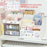 elvesmall Desktop Cosmetic Storage Box Organizer Drawer Office Storage Rack Stationery Desk Pen Holder Bunny Drawer Organizer Cute Kawaii