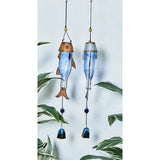 elvesmall Blue Metallic Fish Bells With Glass Bottle and Beads (2 Pcs) Home Decoration Wind Chimes Crafts Decor Garden