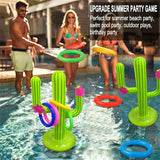 elvesmall Outdoor Swimming Pool accessories Inflatable Cactus Ring Toss Game Set Floating Pool Toys Beach Party Supplies Party Bar Travel