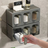 elvesmall  Kitchen Spice Rack Organizer Sugar Salt Shaker Seasoning Container Jar Kitchen Storage Spice Box 3-Grid Household Condiment Case