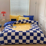 elvesmall Ins Large Flowers Print Pure Cotton Satin Bedding Set Full Size Single Double Comforter Bedding Sets Duvet Cover Set 100% Cotton