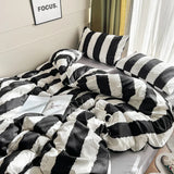 elvesmall Ins Light Luxury Retro Style Small Fresh Thick Strip Four-piece Bedding Student Dormitory Three-piece Set