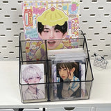 elvesmall Large Capacity Desk Pen Holder Pen Stand Transparent Stationery Organizer 5-Grid Acrylic Pencil Storage Box Cosmetic Organizer