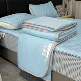 elvesmall Lce Silk Summer Blanket Latex Fitted Sheet and Pilowcase Cool Feeling Fabric Summer Quilt Queen Lightweight Comforter Thin Duvet