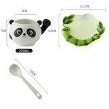 elvesmall  -  Creative Bamboo Panda Ceramic Teacup Cartoon Cute Bear Coffee Cup Couple Gift Dessert Milk Mug Home Water Mug Home Decoration