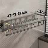 elvesmall Bathroom Shelf Towel Hanger Rack Wall-mouted Double Rod Mesh Basket Towel Rack Holder Toiletries Storage Bathroom Wall Shelves