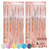 elvesmall 2Pcs 2m Metallic Foil Tinsel Curtain Kids Birthday Wedding Bachelorette Party Tassel Background Decorations Baby Shower New Year