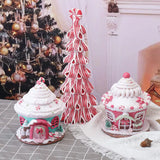 elvesmall Christmas Luminous Castle Christmas Tree Decoration Ornaments Soft Clay Cute Macaron Accessories Xmas Holiday Supplies