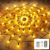 elvesmall Halloween Glowing Spider Web Halloween Decoration Lights Spider Web Lights Halloween Decoration Outdoor Indoor Halloween Decor