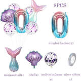 elvesmall Mermaid Party Balloons 32inch 1 2 3 Foil Number Balloon Girls' Mermaid Tail Birthday Party Decorations Baby Shower Helium Globos