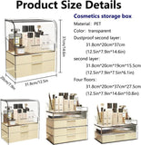 elvesmall  Cream Cover Dustproof Three layers Storage Box,Makeup Brush Holder,Large Capacity Desktop Storage Box with Drawer