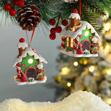 elvesmall Christmas Theme LED Pendant Snowman Gingerbread Santa Claus Light House Soft Pottery Hanging Tree Home New Year Party Decoration