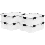 elvesmall Plastic Storage Box with Durable Lid and Seal and Secure Latching Buckles - 4 Pack