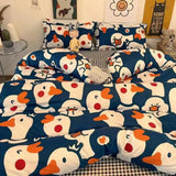 elvesmall Ins Pink Strawberry Bedding Set Cartoon Bear Duvet Cover Sheet Twin Full Size Boys Girls Bed Linen Soft Polyester Home Textiles