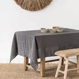 elvesmall 100% Stone-washed Linen Solid Color Table Cover,Natural Fabric Tablecloth,for Kitchen Dining Room Party Holiday Tabletop Decor