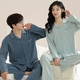elvesmall  High Quality Men Pajamas Suit Long-sleeved Pure Cotton Couple Loungewear Set Soft Warm Autumn Winter Sleepwear Women Pyjamas