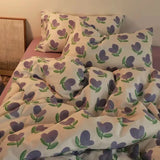 elvesmall Fashion Duvet Cover Set Korean Ins Style 2024 New Flat Sheet Pillowcase No Filler Kids Adult Bedding Set Twin Queen Bed Linen