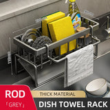 elvesmall Kitchen Drain Rack Sink Side Shelf Sponge Dishcloth Rag Holder Rag Basket Cleaning Supplies Faucet Storage Shelves Soap Holders