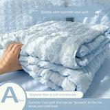 elvesmall  Summer Quilt Cool Comforter Quilt Seersucker  Soft Household Machine Washable Suitable Cool and Refreshing이불  Blanket