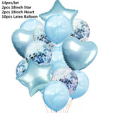 elvesmall 14pcs Rose Gold Mix Star Heart Confetti Latex Balloons Birthday Party Decorations Kids Adult Wedding Anniversary Globos Supplies