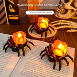 elvesmall Halloween Led Electronic Glowing Spider Candle Lamp Party Atmosphere Decorative Ornament Photography Props