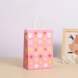 elvesmall 6Pcs Sweet Daisy Flower Paper Kraft Gift Packing Bags with Handle Candy Favor Bag Wedding Baby Shower Kids Birthday Party Decor