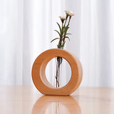 elvesmall  Simple Flower Arrangement Living Room Solid Wood Dried Flower Vase Small Ornaments Home Dining Table Mini Flower Vase Decoration