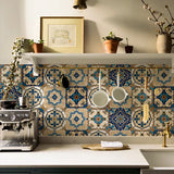 elvesmall DIY Moroccan Tile Stickers For Kitchen Backsplash,Peel and Stick Bathroom PVC Tile Decor Waterproof Wall Sticker Furniture Decal