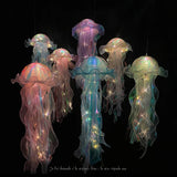 elvesmall  Jellyfish Lamp Holiday Atmosphere Lamp Portable Lantern Purple Jellyfish Night Light Indoor Party Decoration Lighting Night Lamp