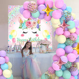 elvesmall Unicorn Rainbow Birthday Party Backdrop Balloon Macaron Raindow Glitter Ballon Baby Shower Girl Birthday Party Background Decor