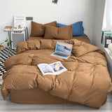 elvesmall 4pcs Duvet Cover Full King Forest Green Polyester Soft Quilt Cover Home Bedding Set Comforter Cover with Flat Sheet Pillowcase