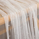 elvesmall  Pearl Yarn Table Path Wedding Decoration Tulle Tablecloth Party Rectangular Table Runner Background Ornament Dining Accessories