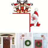 elvesmall  Santa Claus Door Frame Decoration Wooden Door Corner Santa Claus Elk Sign Holiday Door Decorations For Indoor Outdoor Christmas