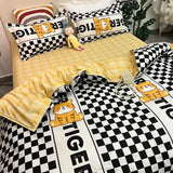 elvesmall  Floral Bedding Set with Flat Sheet Quilt Duvet Cover Pillowcase Bed Linens Boy Girl Single Double Queen Size Home Textile
