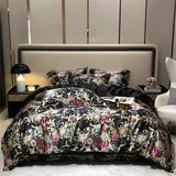 elvesmall Mulberry Silk 4 Pieces Comforter Bedding Set, 1PC Duvet Cover, 1PC Bed Sheet, 2PCS Pillowcases, Luxury Home Textiles Bedclothes