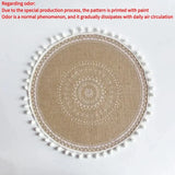 elvesmall 4pcs Bohemian Diameter38cm/15inch Round Insulated Anti-scald Placemat Cup Coaster Mats Non-Slip Kitchen Accessories with Tassels