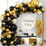elvesmall Black Gold Balloon Arch Garland Kit Confetti Balloons Birthday Party Decorations Adults Wedding Anniversary Balloon Baby Shower