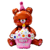 elvesmall  3D Birthday Cake Aluminum Film Balloon Three Layer Cake Standable Balloon Party Baby Shower Photo Props Scene Wedding Decoration