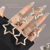 elvesmall 2/50Pcs Y2K Silver Star Hair Clips for Girls Filigree Star Metal Snap Clip Hairpins Barrettes Hair Jewelry Nickle Free Bobby Pin