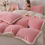 elvesmall Single Product Milk Fleece Blanket  Duvet Cover Autumn/winter with Velvet Coral Velvet Quilt Double Bed Sheet 150x200 220x240