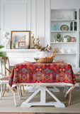 elvesmall American Tablecloth Red Festive Jacquard Table Cloth Christmas Chunky Tassels Table Cover Party Dinner Table Decoration