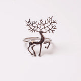 elvesmall 2/4/6pcs Christmas Elk Napkin Rings Buckle Gold Silver Alloy Deer Napkin Holder for Christmas Wedding Party Dinner Table Decor