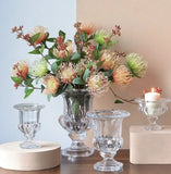 elvesmall  French Light Luxury Thick Crystal Glass Vase Bud Flower High Foot Series Fruit Bowl Fruit Bucket Fireworks Utensils Decoration