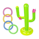 elvesmall Outdoor Swimming Pool accessories Inflatable Cactus Ring Toss Game Set Floating Pool Toys Beach Party Supplies Party Bar Travel