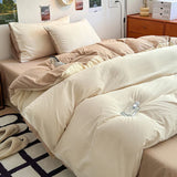 elvesmall New Duvet Cover Super Soft Pure Color Wash Quilt Cover 4-piece Bedding Set 3-piece Dormitory 180x220 200x230 Skin-friendly