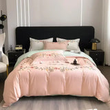 elvesmall Flower Embroidery 100 Cotton Bedding Set 220x240 High Quality King Size Duvet Cover Set 240x220 Twill Pure Cotton Bedding Sets